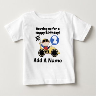 Personalised Yellow Race Car 2nd Birthday Tshirt