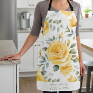 Personalised Yellow Rose & RX Pharmacy Apron