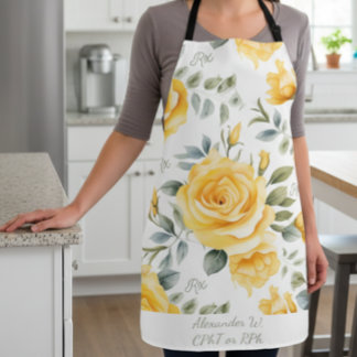 Personalised Yellow Rose & RX Pharmacy Apron