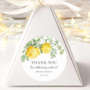 Personalised Yellow Rose Wedding Thank you Classic Round Sticker