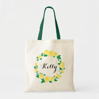 Personalised Yellow Roses Floral Tote Bag
