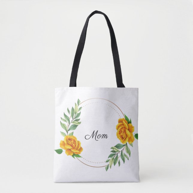 Personalised Yellow Roses Tote Bag (Front)