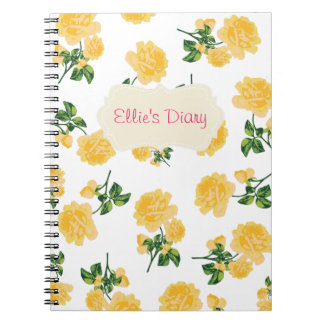 Personalised yellow roses white notebook