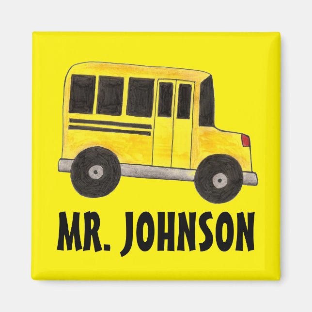 Personalised Yellow School Bus Driver Education Magnet (Front)