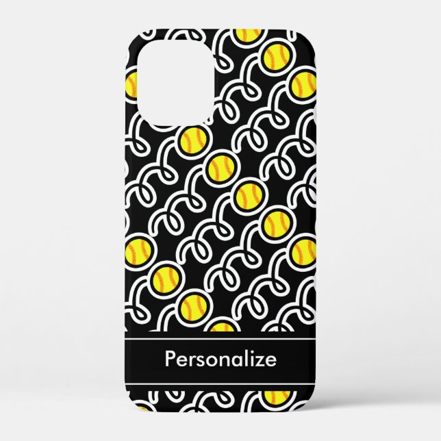 Personalised yellow softball design iPhone 4 case (Back)