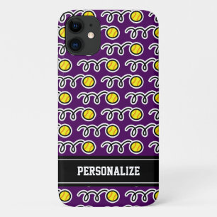 Personalised yellow softball sports pattern girl's iPhone 11 case