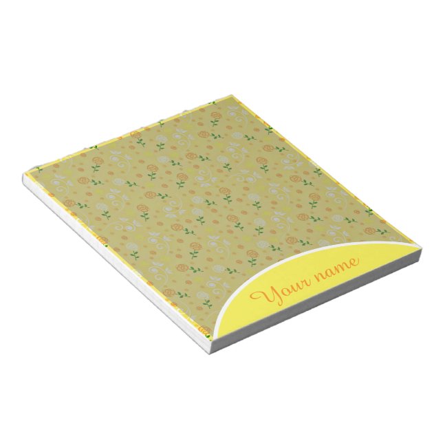 Personalised Yellow spring floral  Notepad (Angled)