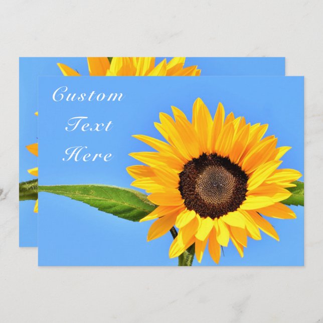 Personalised Yellow Sunflower Card Custom Text (Front/Back)