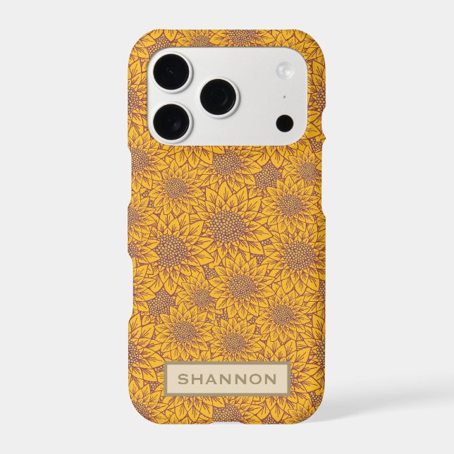 Personalised Yellow Sunflower Pattern iPhone Case (Back)