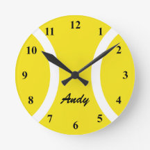Personalised yellow tennis ball wall clock