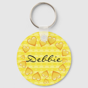 Personalised Yellow Tiny Hearts Keychain