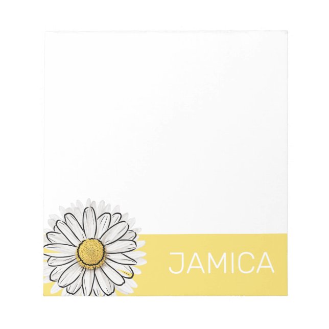 Personalised Yellow & White Daisy Notepad  (Front)
