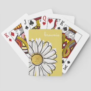 Personalised Yellow & White Daisy Poker Cards 