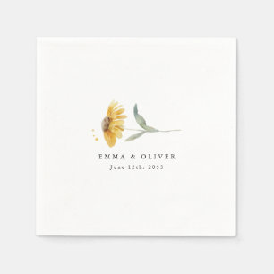 Personalised Yellow Wildflower Sunflower Wedding Napkin