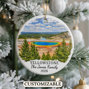 Personalised Yellowstone National Park, Montana Ceramic Tree Decoration