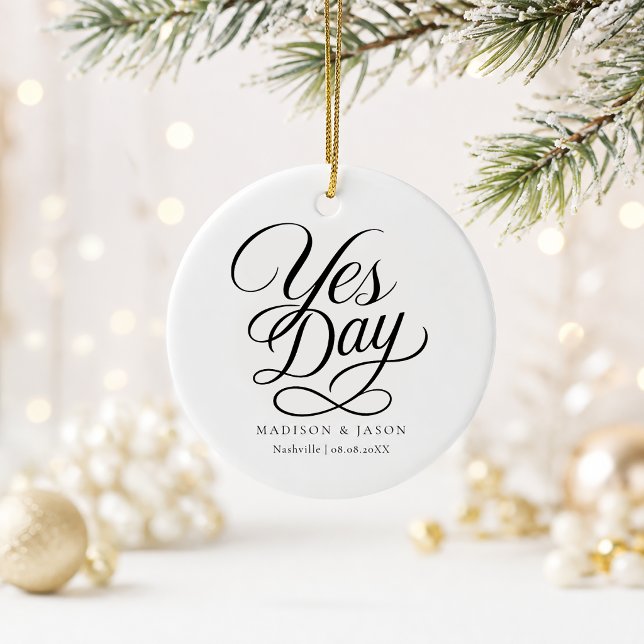 Personalised Yes Day Wedding Christmas Ornament  (Personalized Yes Day Wedding Christmas Ornament)