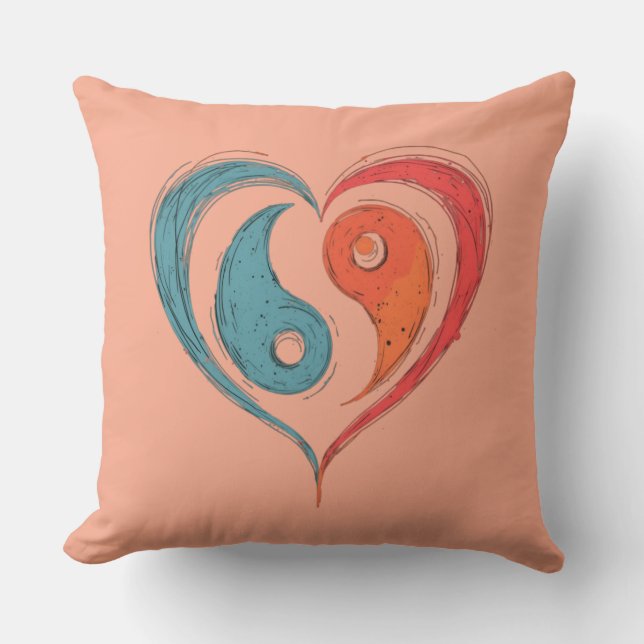 Personalised Yin Yang Heart Symbol  Cushion (Front)