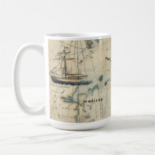 Personalised Yo Ho Ho Nautical Map Coffee Mug