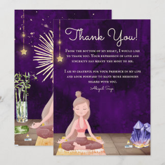 Personalised Yoga Girl Meditation and Crystals Thank You Card