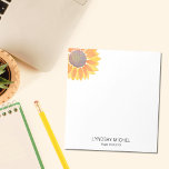 Personalised Yoga Instructor Sunflower Notepad<br><div class="desc">This modern botanical Yoga Instructor Notepad is decorated with a yellow watercolor sunflower. 
Easily customisable.
Use the Design Tool to change the text size,  style,  or colour.
As we create our artwork you won't find this exact image from other designers.
Original Watercolor © Michele Davies.</div>