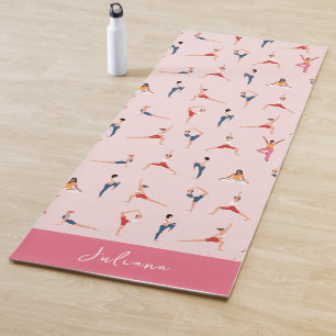 Personalised Yoga Poses Pink Yoga Mat