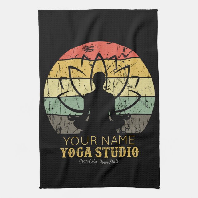 Personalised Yoga Studio Fitness Instructor Guru  Tea Towel (Vertical)