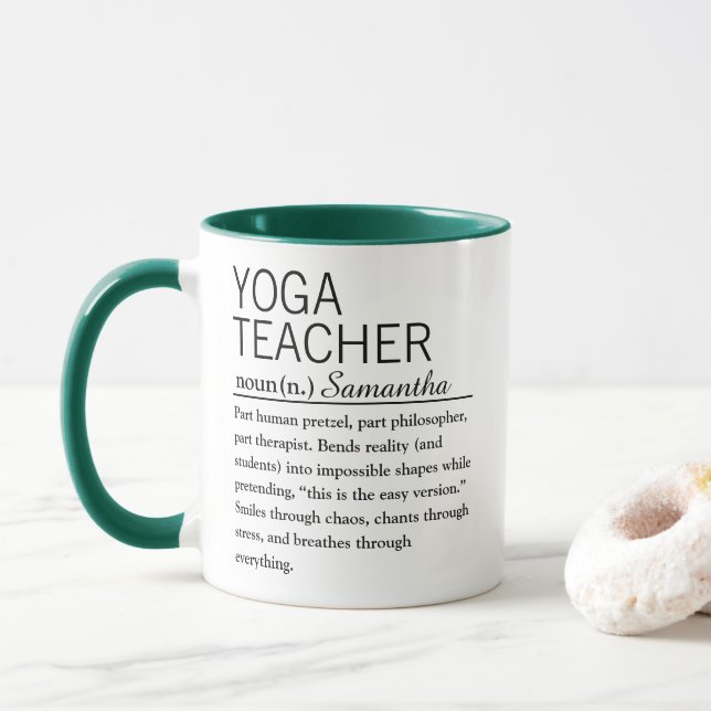 Personalised Yoga Teacher Definition Mug (With Donut)