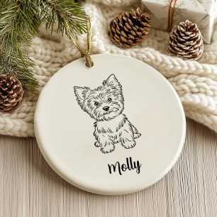 Personalised Yorkie Dog Christmas Ceramic Tree Decoration