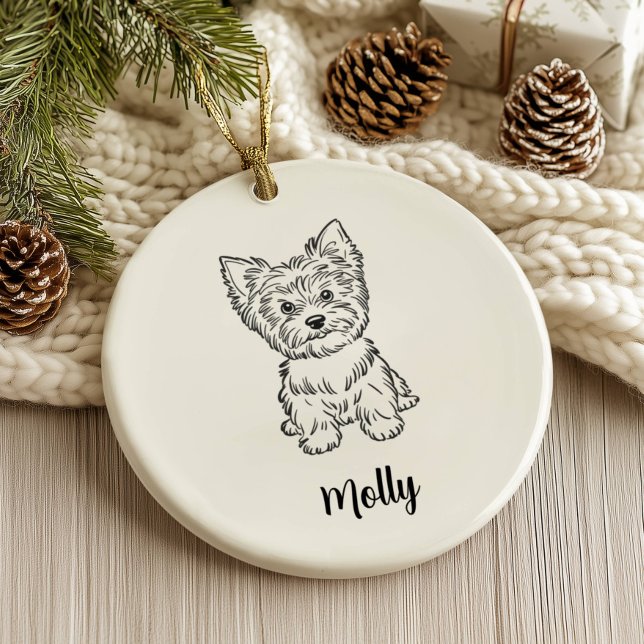 Personalised Yorkie Dog Christmas Ceramic Tree Decoration (Creator Uploaded)
