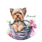 Personalised Yorkie in the Basket Watercolor Art