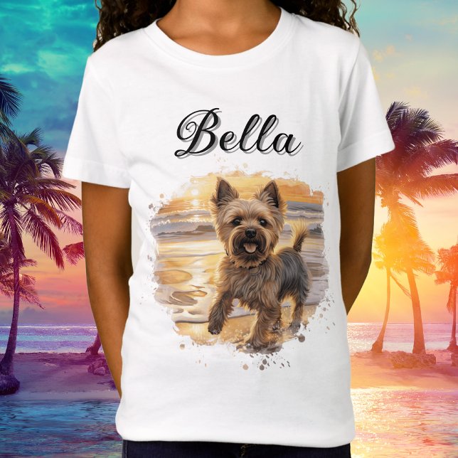 Personalised Yorkie Sunset Cute Beach Dog Lover T-Shirt (Kids Personalized Yorkie Sunset Cute Beach Dog Lover T-Shirt)