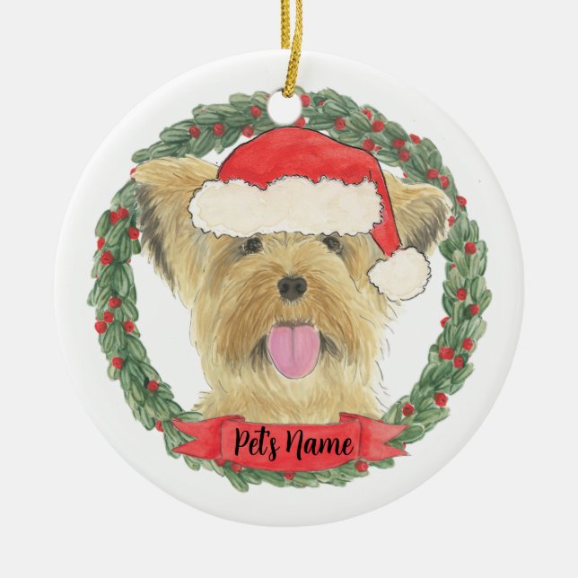 Personalised Yorkie Yorkshire Terrier Ceramic Tree Decoration (Front)