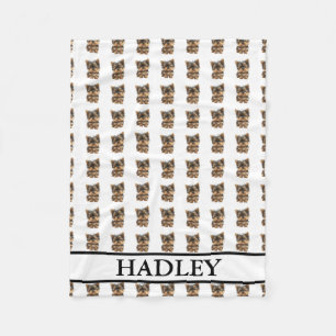 Personalised Yorkie Yorkshire Terrier Fleece Blanket
