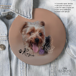 Personalised Yorkshire Terrier Dog Photo  6 Cm Round Badge