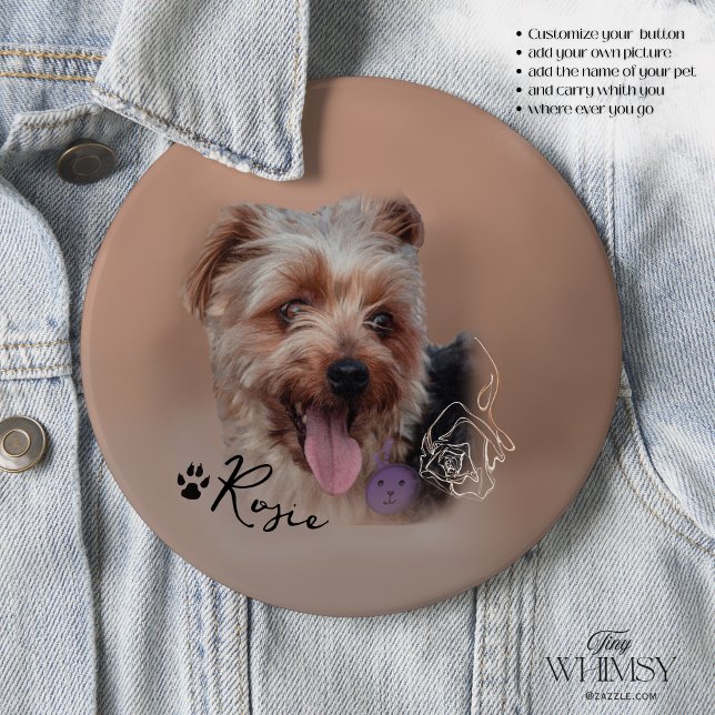 Personalised Yorkshire Terrier Dog Photo  6 Cm Round Badge (Personalized Yorkshire Terrier Dog Photo Button)