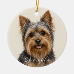 Personalised Yorkshire Terrier with Custom Name Ceramic Tree Decoration