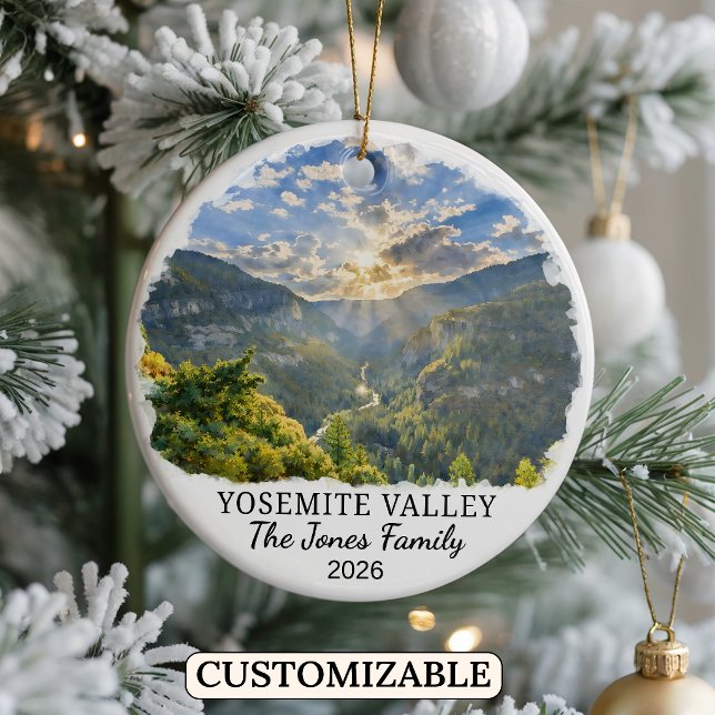 Personalised Yosemite Valley, Custom California Ceramic Tree Decoration (Creator Uploaded)