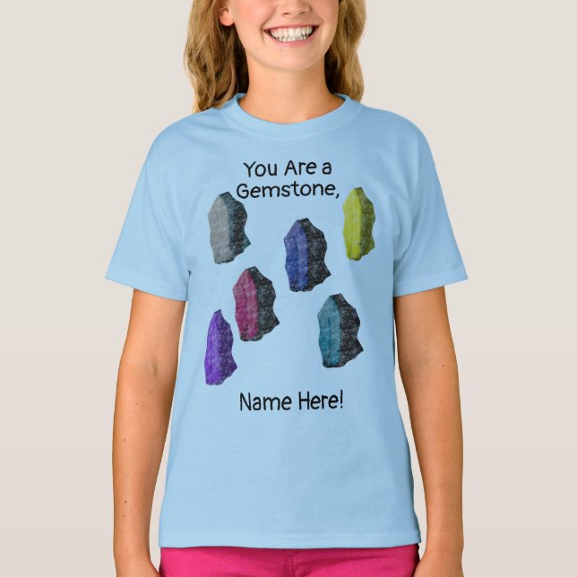 Personalised "You Are a Gemstone!" Colourful Rocks T-Shirt (Front)