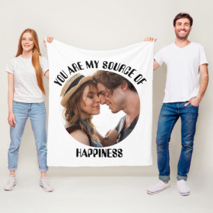 Personalised You Are My Source of Happiness Photo Fleece Blanket