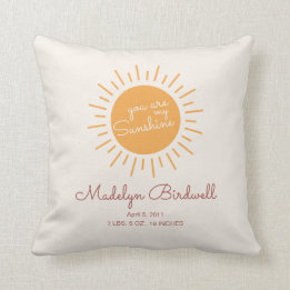 Personalised You are my Sunshine Birth Stat  Cushion