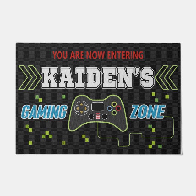 Personalised You Are Now Entering Gaming Zone Doormat (Front)