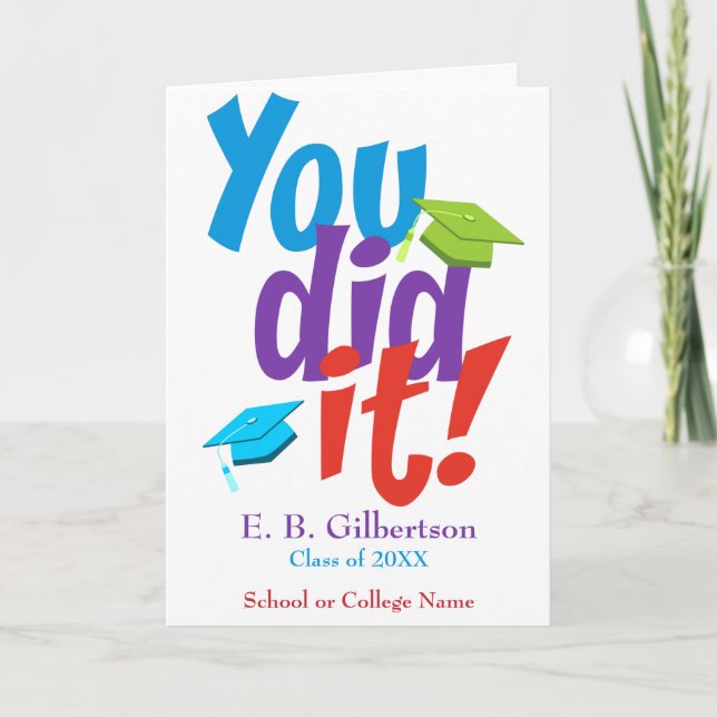 Personalised You Did It Graduation Congratulations Card (Front)