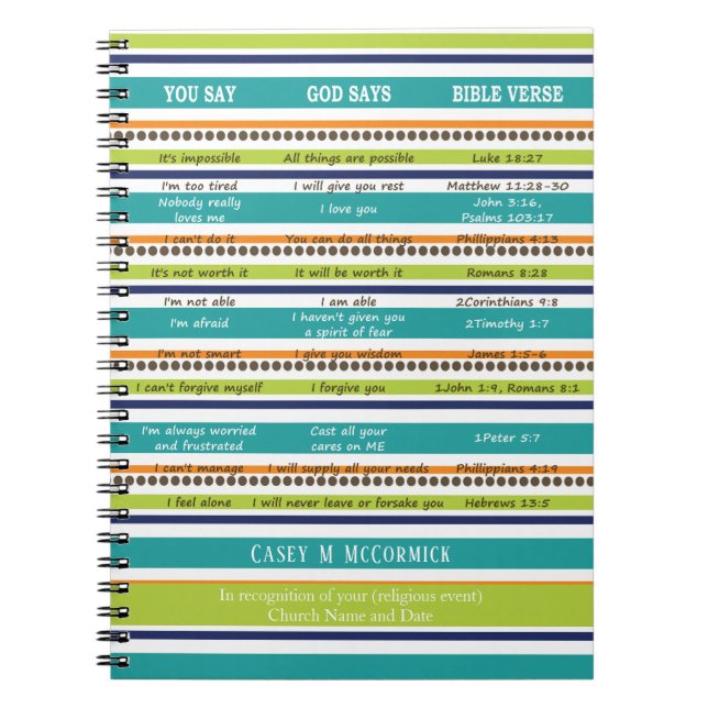 Personalised YOU SAY / GOD SAYS Bible Verses Notebook (Front)