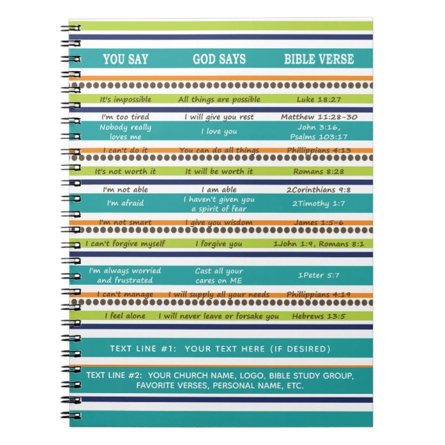 Personalised YOU SAY / GOD SAYS Bible Verses Spiral Notebook (Front)