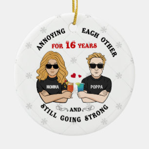 Personalised Young Couple Ornament, Annoying Each  Ceramic Tree Decoration