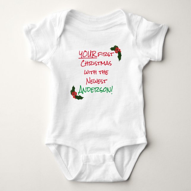 Personalised Your 1st Christmas Baby Bodysuit (Front)