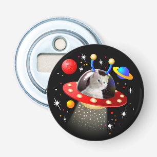 Personalised YOUR CAT Space Cat Kitten Sci-Fi Bottle Opener