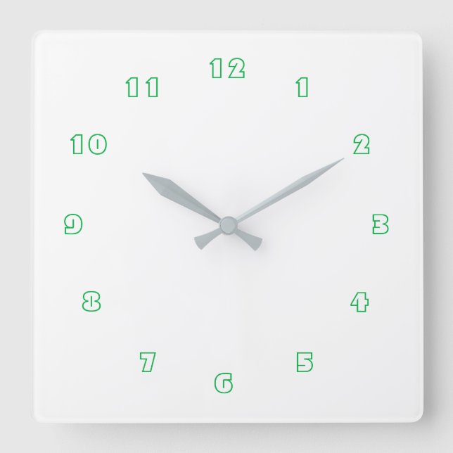 Personalised Your Colours Numbers Font Text Elegan Square Wall Clock (Front)