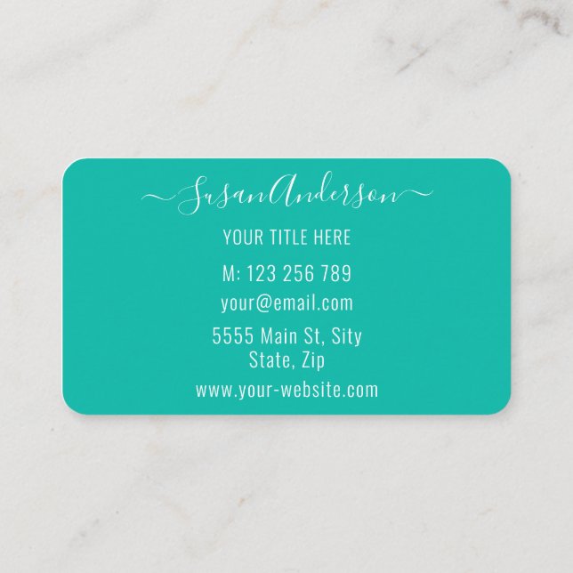 Personalised Your Colours Teal Blue Business Cards (Back)