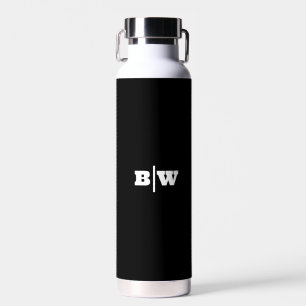 Personalised Your Initials Black Bold Wedding Water Bottle